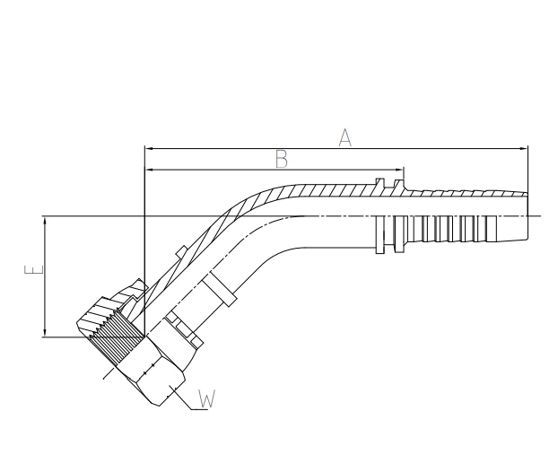 Фитинг ORFS (1321-OS45) (Г), 45° С Накидной гайкой DN12-13/16"-16