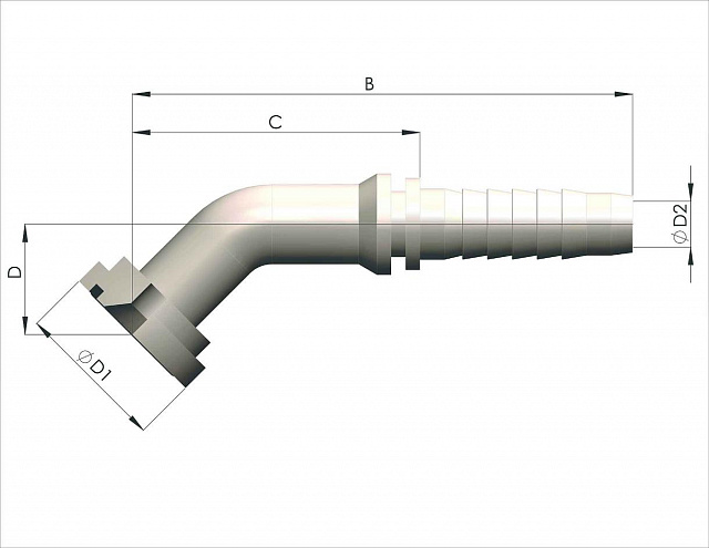 Фланец SFS D=47.6мм DN=25мм (45°) SUPERCAT