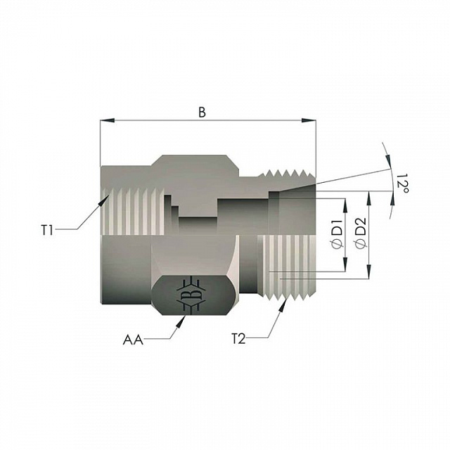 Адаптер для подключения манометра BSP - Metric (Г-Ш) 1/4-19 - M20X1,5-12S
