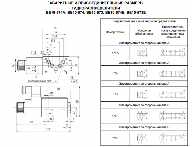 Гидрораспределитель ВЕ10 573 (-Г24, ~В110, ~В220)