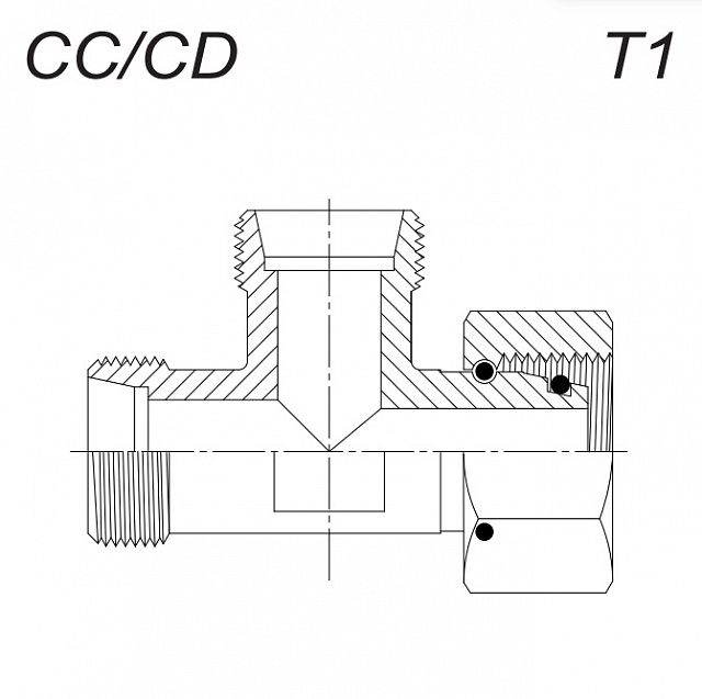Тройник Metric (0808-MYT-L) (Г-Ш-Ш) М14х1,5-8L