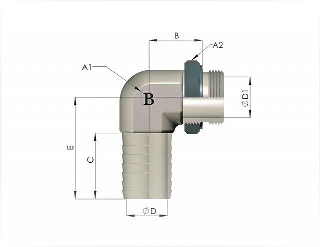 Адаптер угловой 90° всасывающий насоса (Ш) 3/4"-11 38мм BSP