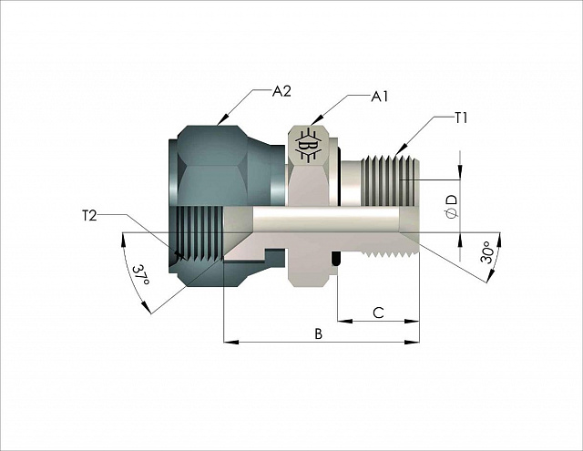 Адаптер BSP - JIC (Г-Ш) 1"-11 - 1" 5/16-12