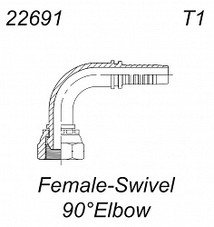 Фитинг BSP (1321-RS90) 90° (Г), Накидной гайкой DN12-1/2-14