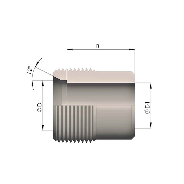 Переходник приварной METRIC M42x2 -S-30мм
