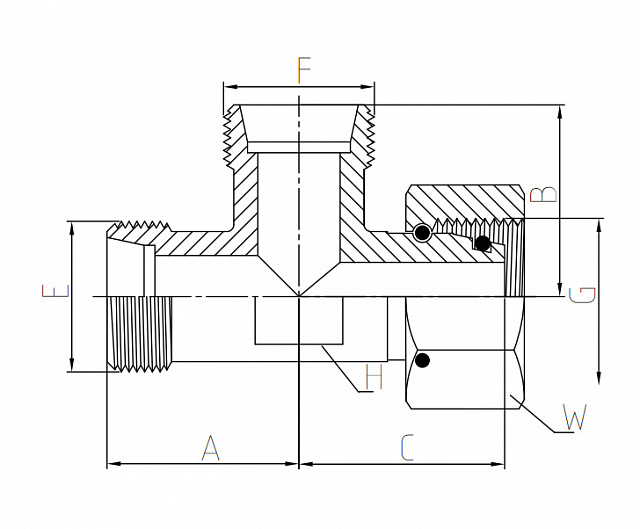 Тройник Metric (0808-MYT-L) (Г-Ш-Ш) М14х1,5-8L